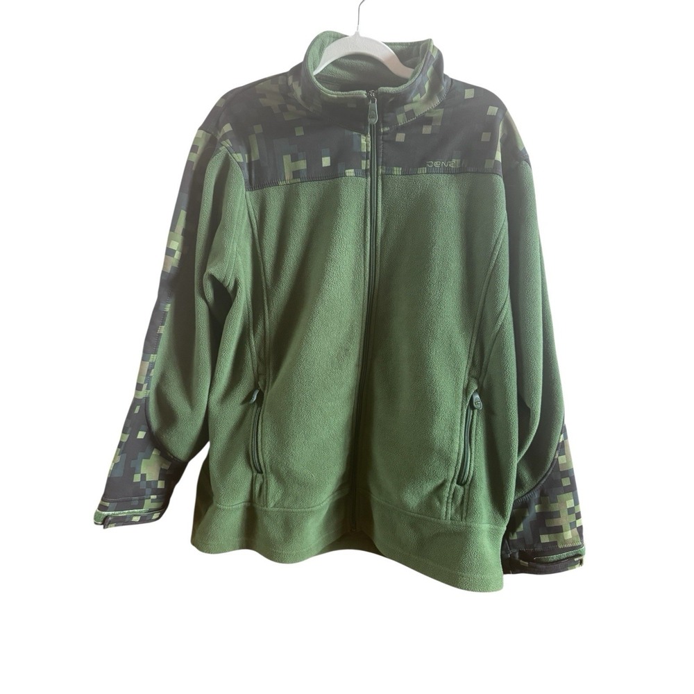 Denali Green Men's Full Zip Fleeve Jacket Size Large Pockets Adjustable Cuffs‎